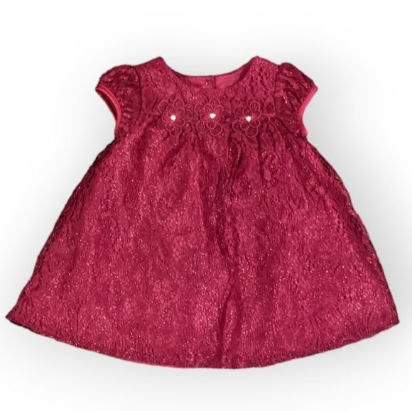 12 Months Pastourelle Baby Girl Red Christmas, Holiday Dress - Picture 2 of 7